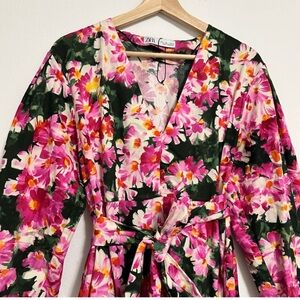 ZARA Vibrant Floral A-Line Midi Dress-Blogger Favorite! size US L